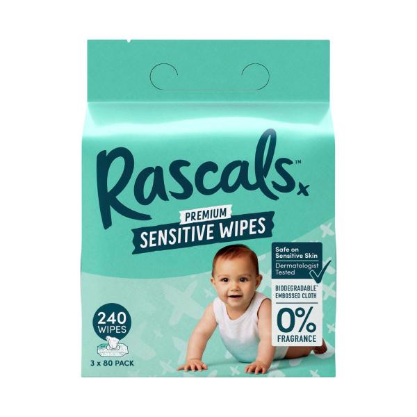 Premium Sensitive Wipes Plastic Free Cloth 3x80 Multi-pack
