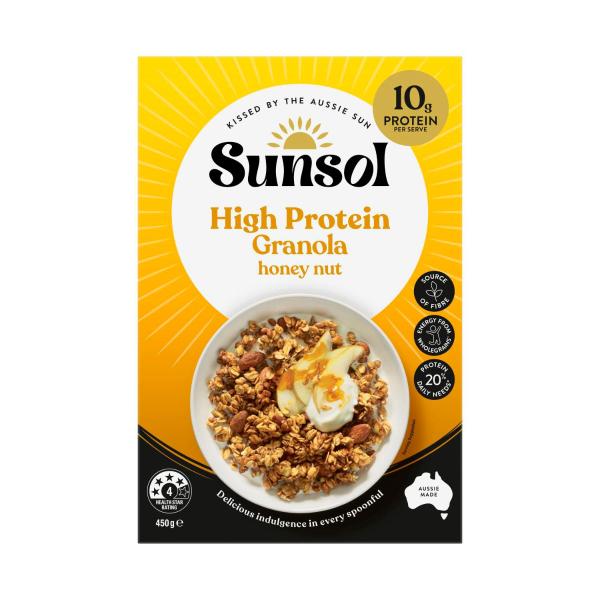 Sunsol High Protein Granola Honey Nut Crunch 450g