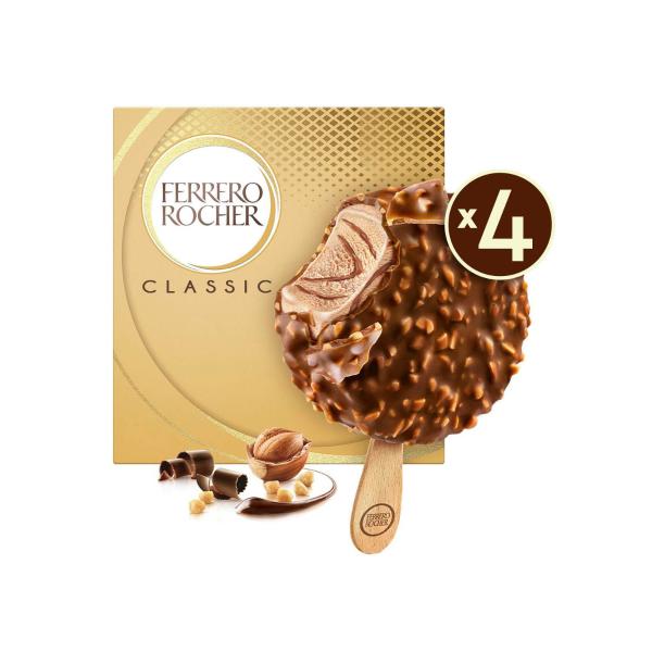 Ferrero Rocher Classic Hazelnut & Choc Frozen Dessert Sticks 4 Pack 200g