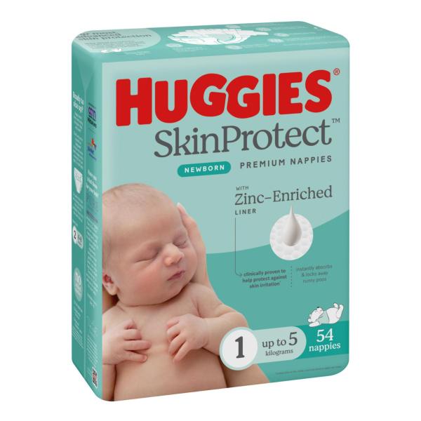 Huggies Skin Protect Newborn Nappies Size 1 54 Pack product image
