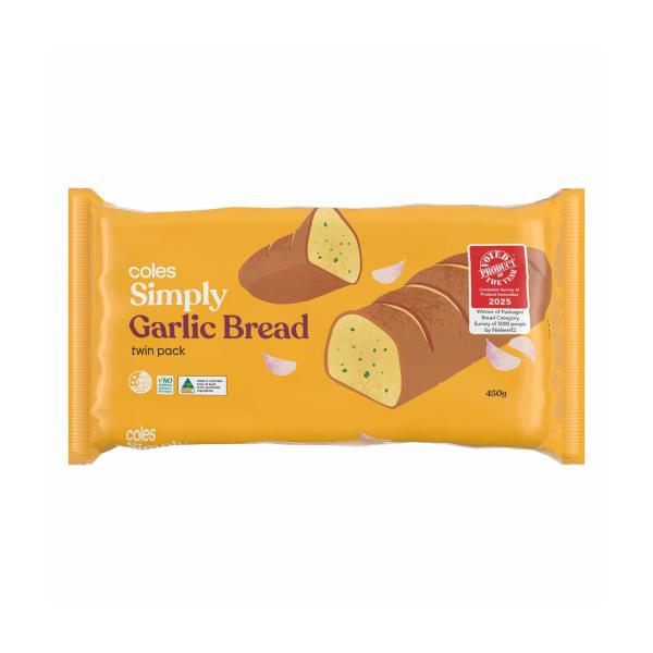 Coles Simply Garlic Bread Twin Pack 450g product image