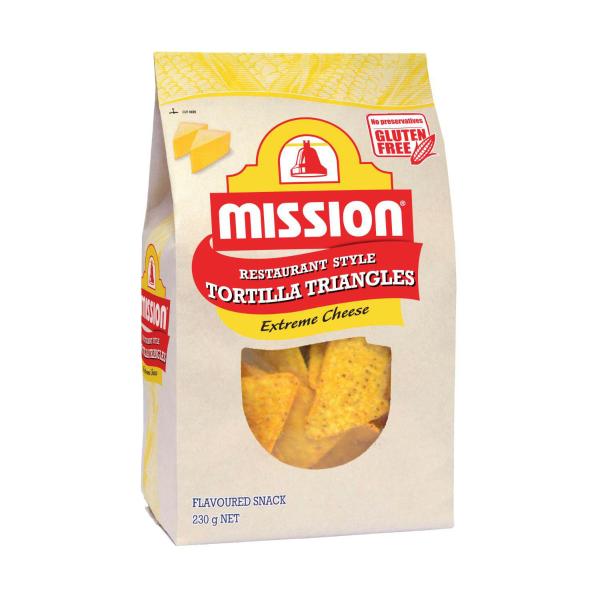 Mission Extreme Cheese Tortilla Triangles Corn Chips 230g product image