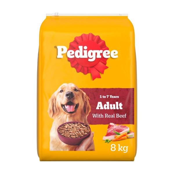 Pedigree Adult Dry Dog Food With Real Beef 8kg