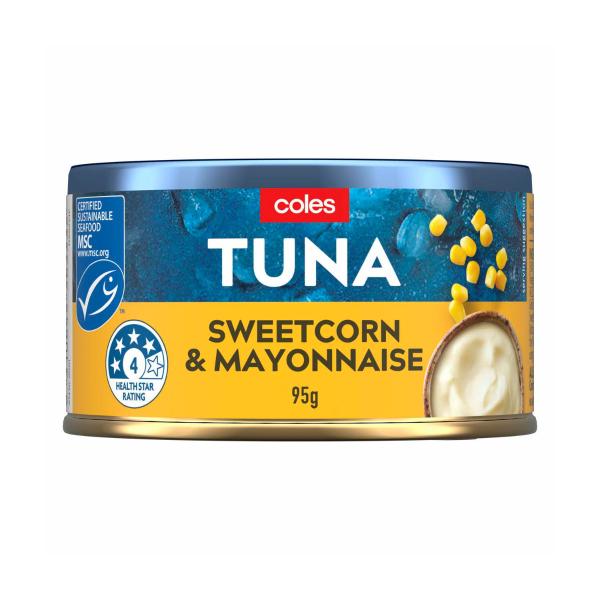 Coles Sweetcorn & Mayonnaise Tuna 95g product image