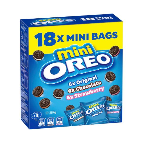 Mini Cookies Original, Choc & Strawberry Mixed Multipack 18 Pack