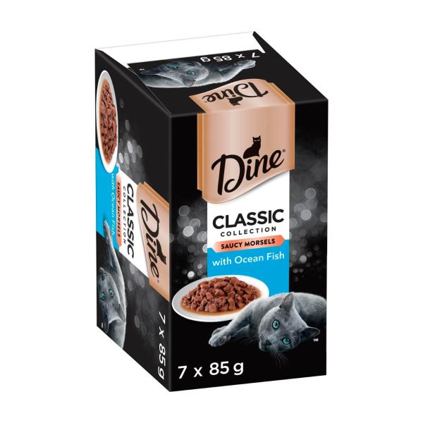 Dine Classic Collection Adult Wet Cat Food Saucy Morsels With Ocean Fish 7x85g Trays 7 pack product image