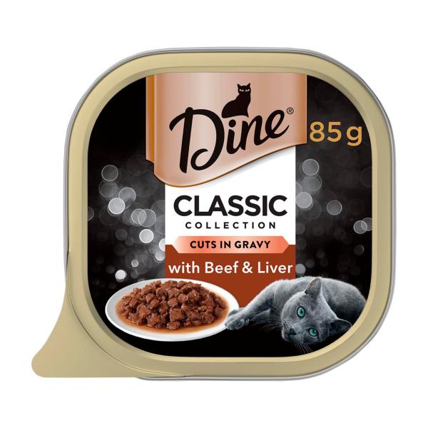 Dine Cuts In Gravy With Beef & Liver Wet Cat Food Tray 85g