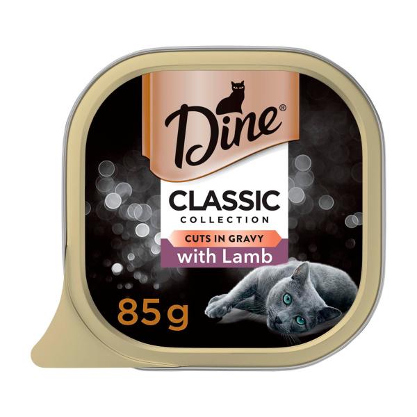 Dine Classic Collection Adult Wet Cat Food Cuts in Gravy With Lamb Tray 85g