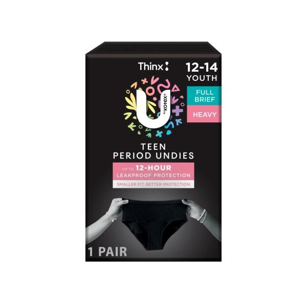 Period Undies Teen Black Heavy Size 12-14