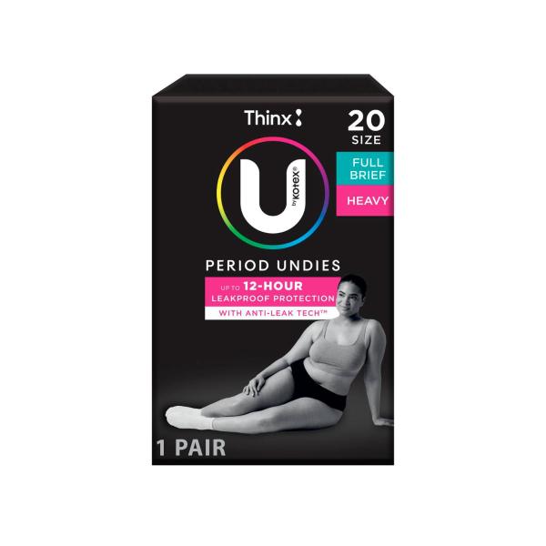 U By Kotex Period Undies Heavy Black Size 20 | 1 pack