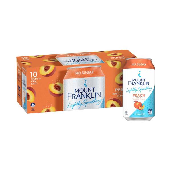 Mount Franklin Lightly Sparkling Peach Water 375ml 10 Pack product image