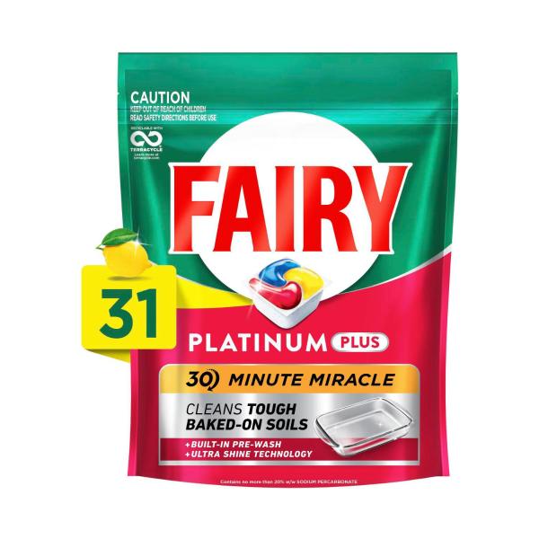 Fairy Platinum Plus Lemon Dishwashing Tablets 31 pack product image