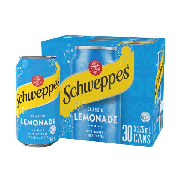 Schweppes Lemonade Soft Drink Cans Multipack 375ml x 30 Pack 30 pack product image