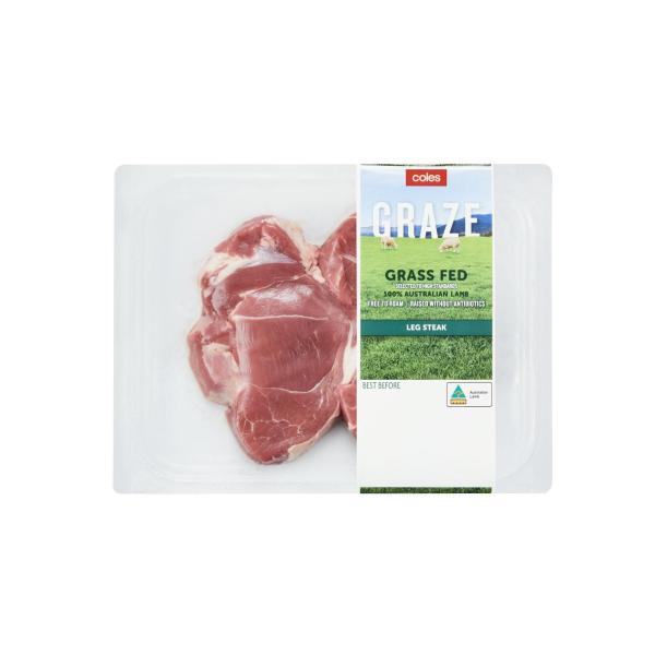 Coles Graze Lamb Leg Steak 2pack 270g product image
