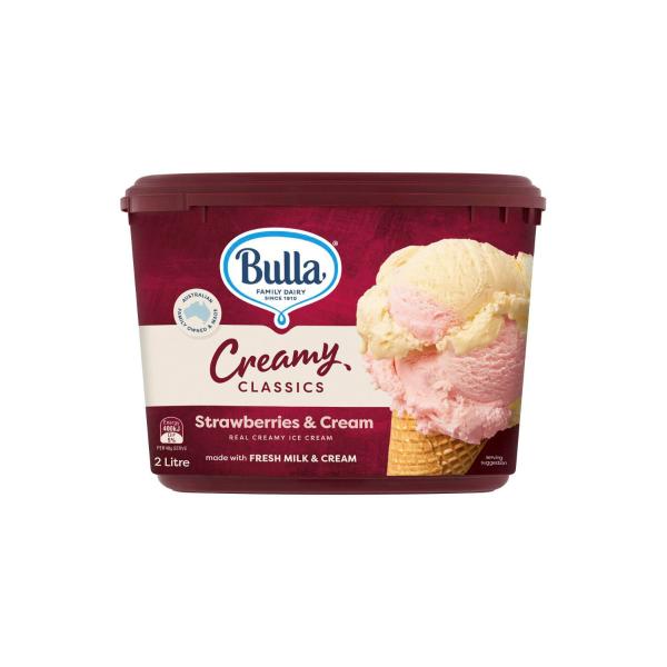 Bulla Creamy Classic Strawberries And Cream Ice Cream | 2L – Coles