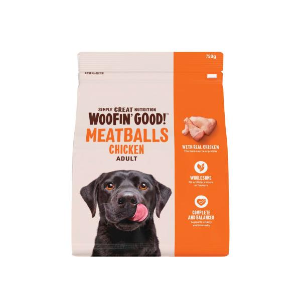 Buy Woofin Good Chicken Meatballs Dog Food 750g | Coles