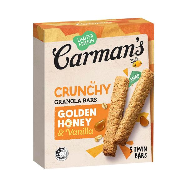 Carman's Crunchy Granola Bar Golden Oat & Honey 5 Pack 150g product image