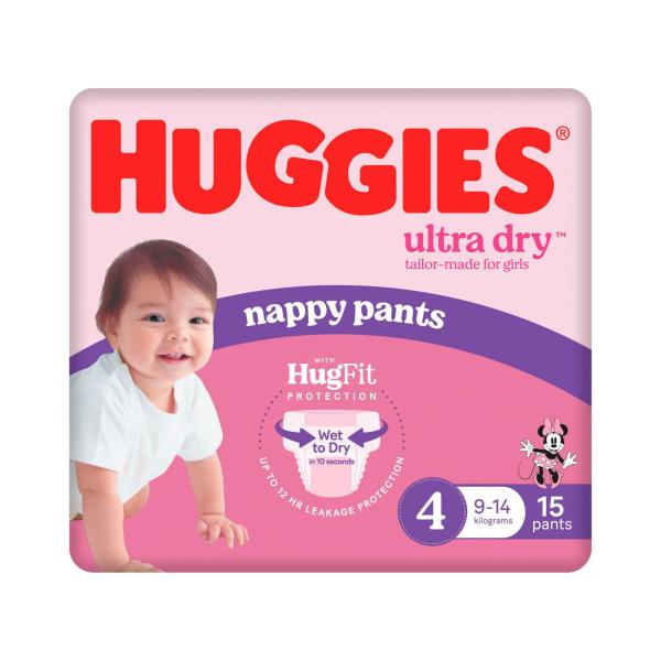 Ultra Dry Nappy Pants Girls Size 4 (9-14kg)