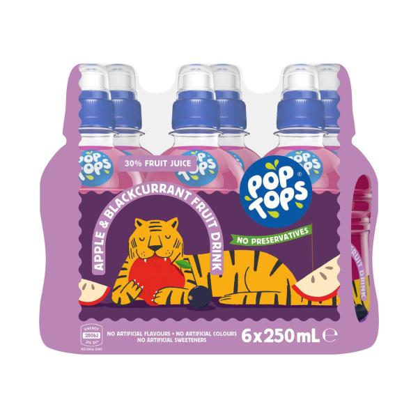 Pop Tops Apple Blackcurrant Drink 250ml 6 Pack product image