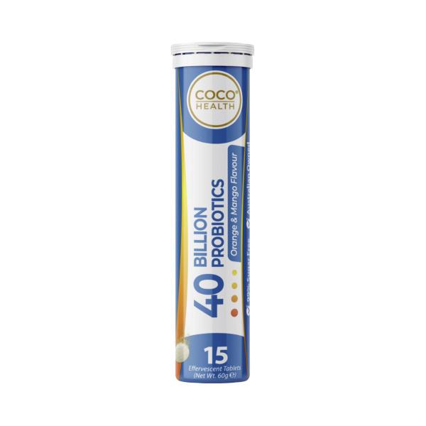 Buy Coco Earth Effervescent Probiotic 40 Billion Orange & Mango 15 Pack ...