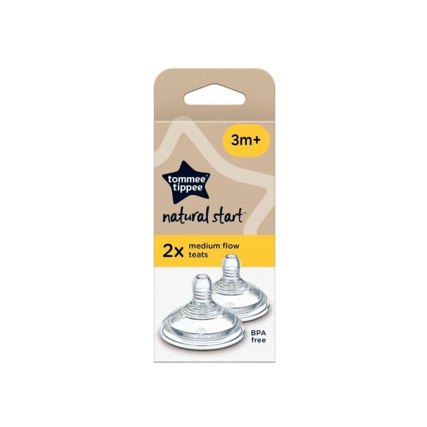 Natural Start Baby Bottle Teats Medium Flow 3Months+