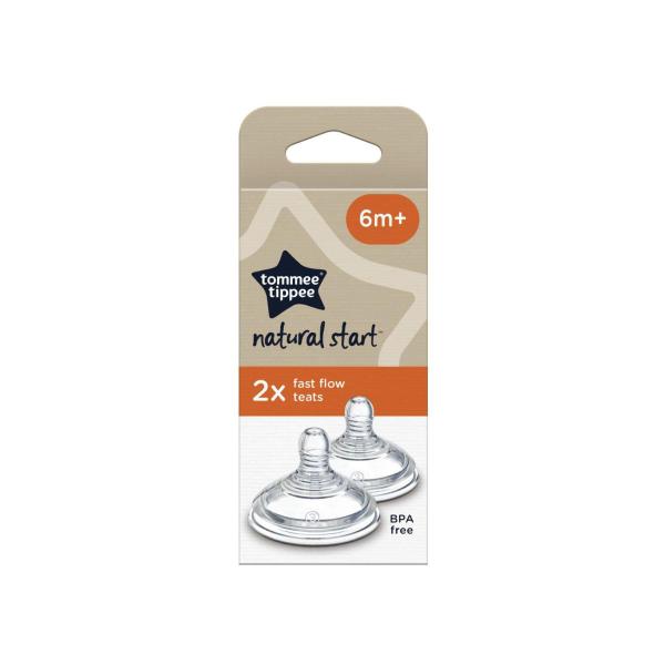 Natural Start Baby Bottle Teats Fast Flow 6months+