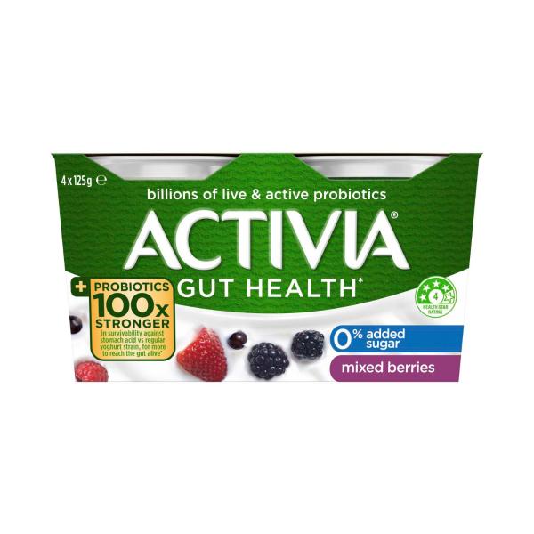 Activia Probiotics Yoghurt No Added Sugar Berries 4x125g 500g product image