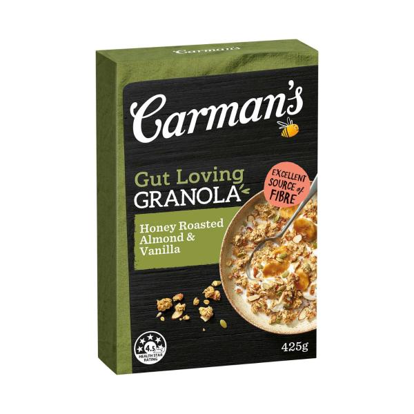 Carman's Granola Gut Loving Honey Roasted Almond & Super Seed 425g product image