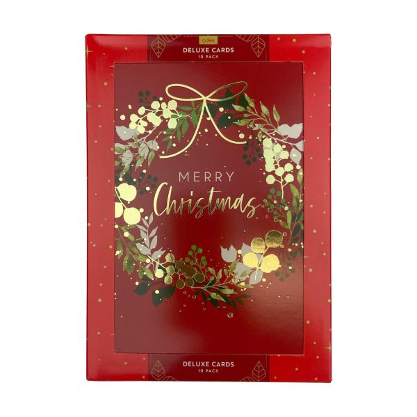 Buy Coles Christmas Deluxe Cards Assorted 10 pack