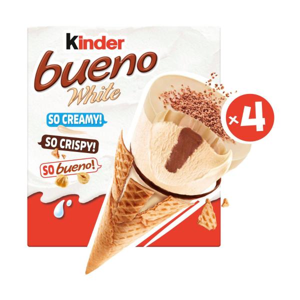 Bueno White Frozen Dessert Cones 4 Pack