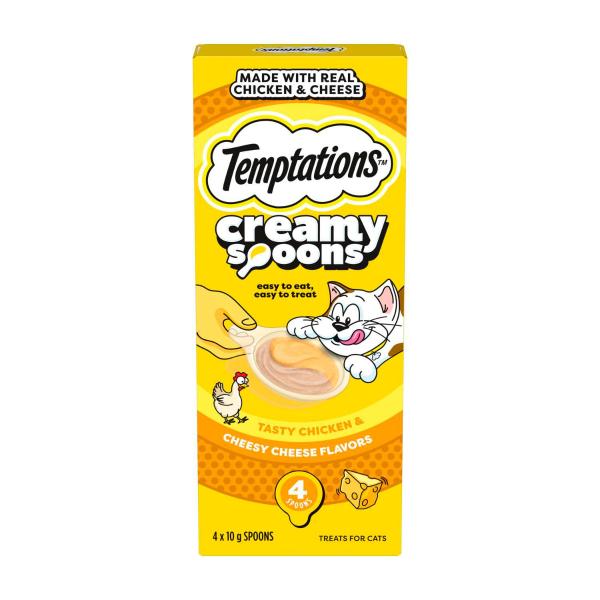Creamy Spoons Tasty Chicken & Cheesy Cheese Flavors Cat Treat 4x10g