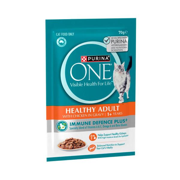 Purina One Healthy Adult With Chicken In Gravy Cat Food Pouch | 70g – Coles