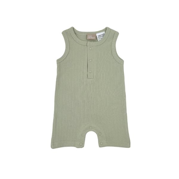 Sleeveless Ribbed Onesie - Soft Sage - 0-3 Months