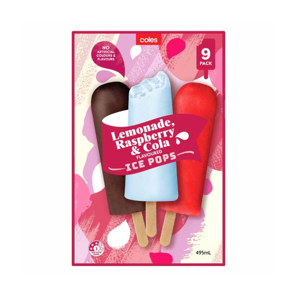 Coles Icy Pops Raspberry Lemon & Cola 495mL product image