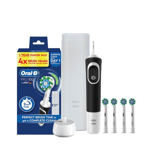 Oral B Pro 100 Deep Clean Electric Toothbrush + 4 Replacement Head Starter Kit 1 Pack product image
