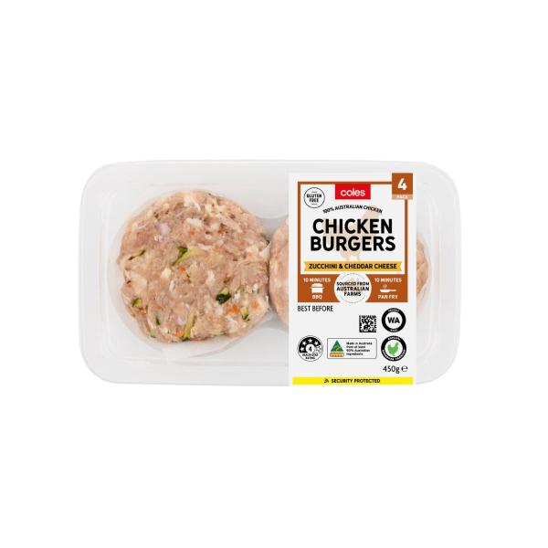 Chicken Burgers Zucchini & Cheddar Cheese