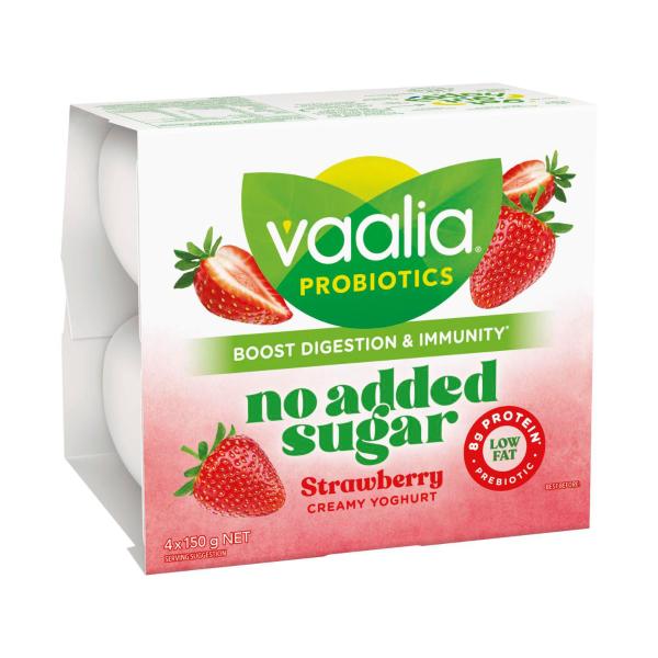 Probiotics No Added Sugar Yoghurt Strawberry 4x150g