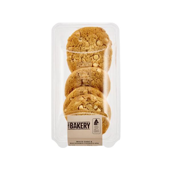 Coles White Chocolate & Macadamia Cookies 6 pack product image