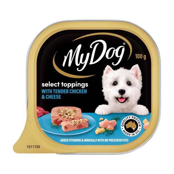 My Dog Adult Wet Dog Food Select Toppings With Tender Chicken & Cheese Tray 100g product image