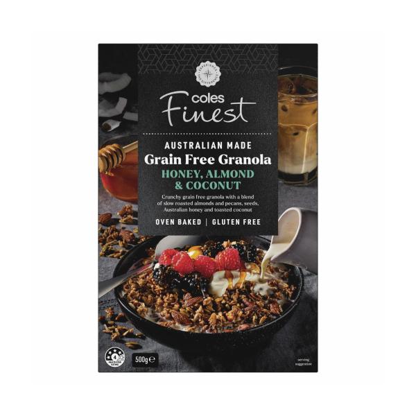 Coles Finest Granola Grain Free Honey Almond & Coconut 500g