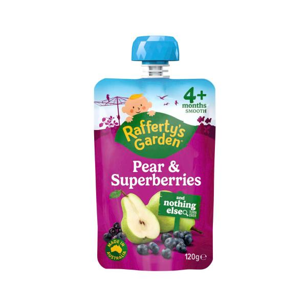 Rafferty's Garden Pear & Superberries Puree And Nothing Else Baby Food Pouch 4+ Months 120g product image