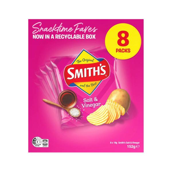 Potato Chips Lunchbox Snacks Multipack Salt & Vinegar 8 Pack