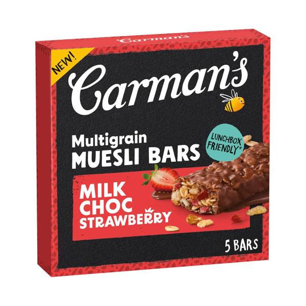 Carman's Multigrain Muesli Bars Milk Choc Strawberry 5 Pack 150g product image