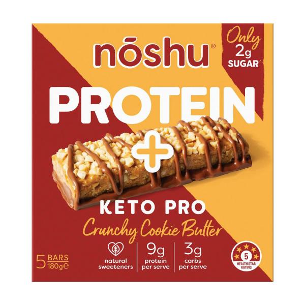 Noshu Protein+ Keto Pro Crunchy Cookie Butter Bars 180g