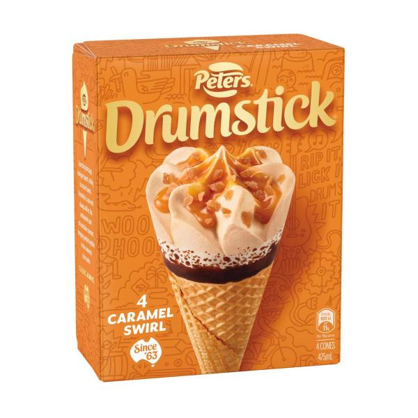 Drumstick Caramel Swirl Cones 4 Pack