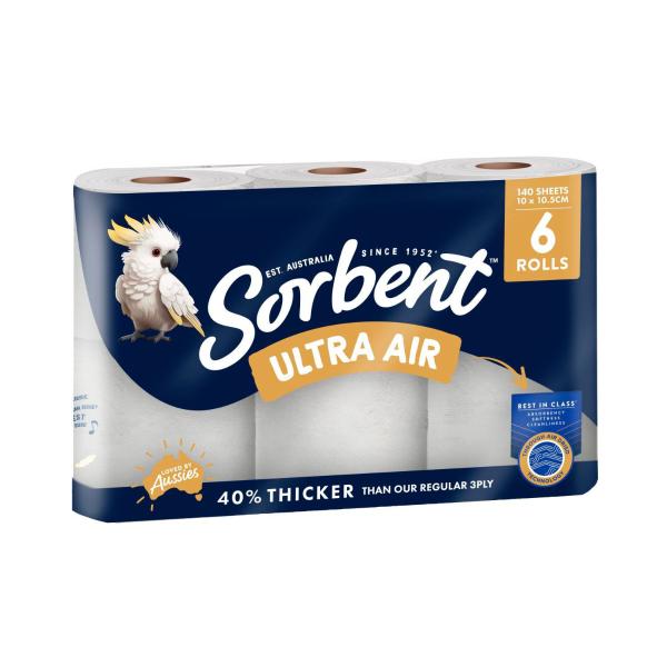 Sorbent 3-ply Ultra Air Toilet Paper 6 Pack