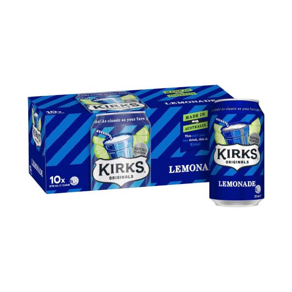 Kirks Lemonade Soft Drink 10x375ml 10 Pack