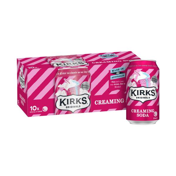 Kirks Creaming Soda Soft Drink Multipack Cans 10 x 375mL 10 pack product image
