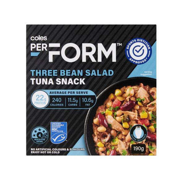 Coles Perform Tuna 3 Bean Salad 190g product image