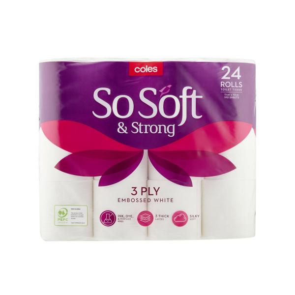 3-ply So Soft & Strong White Toilet Paper